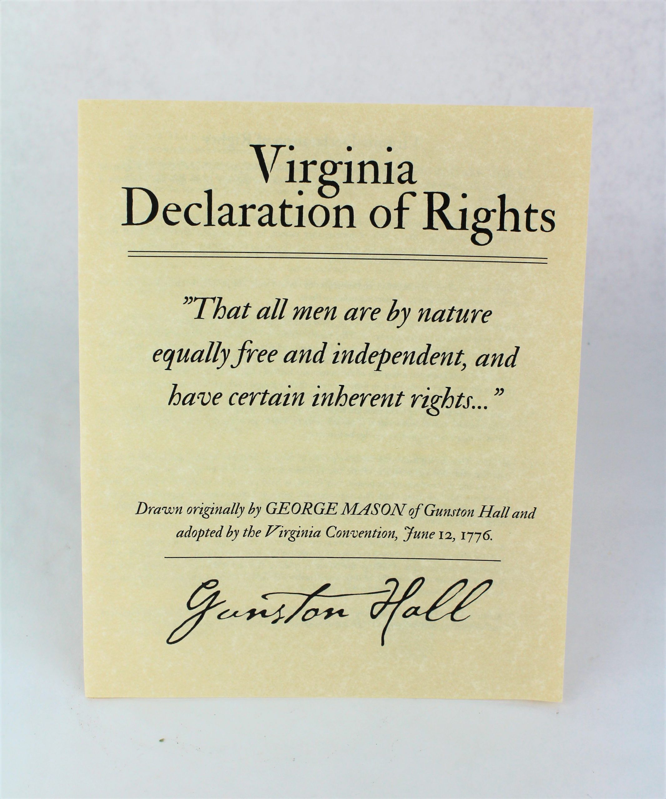 Printed Copy of the Virginia Declaration of Rights